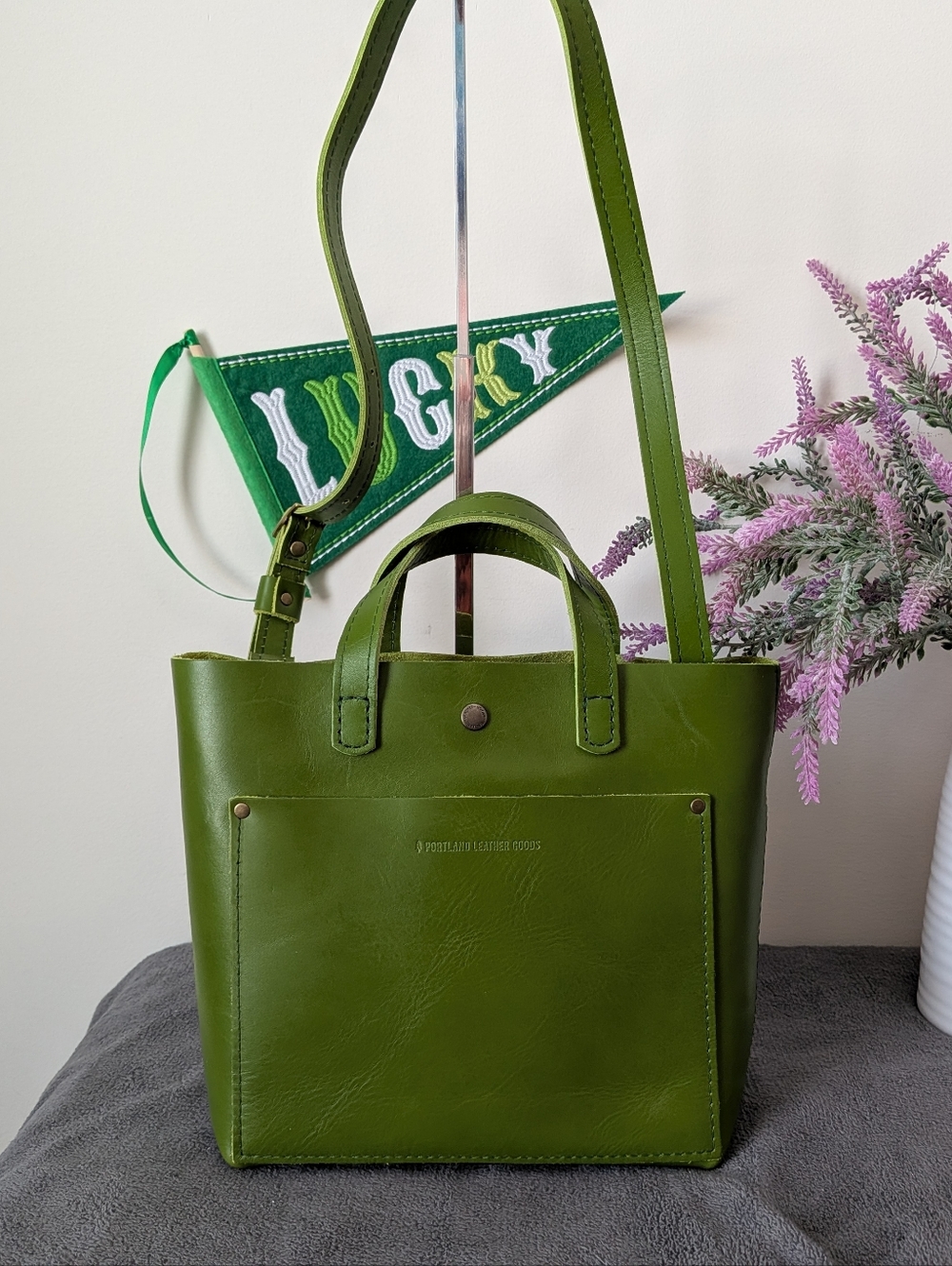 Portland Leather Goods Candy Apple Green Snap Mini Tote